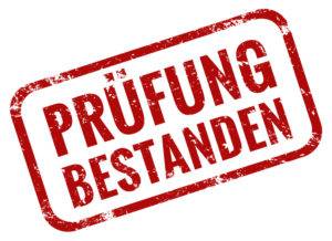 prüfung bestanden stempel rot