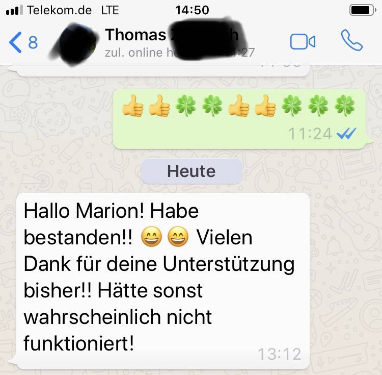 Kundenstimme von Thomas zum Examenscoaching