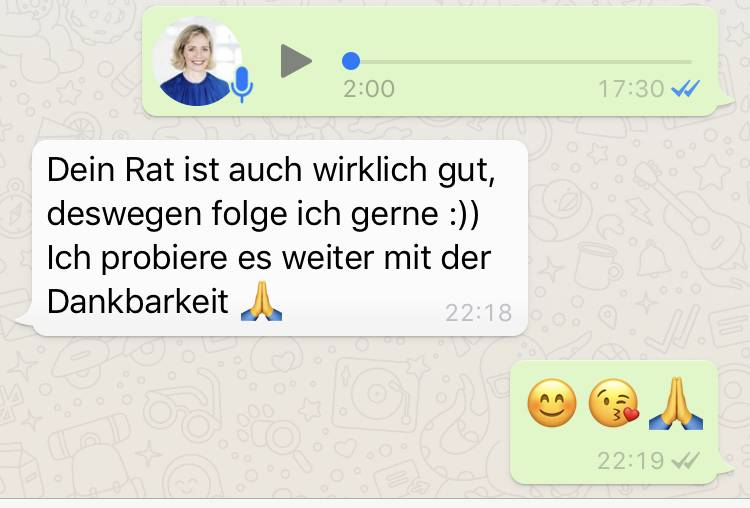 Feedback zum Coaching via Whatsapp