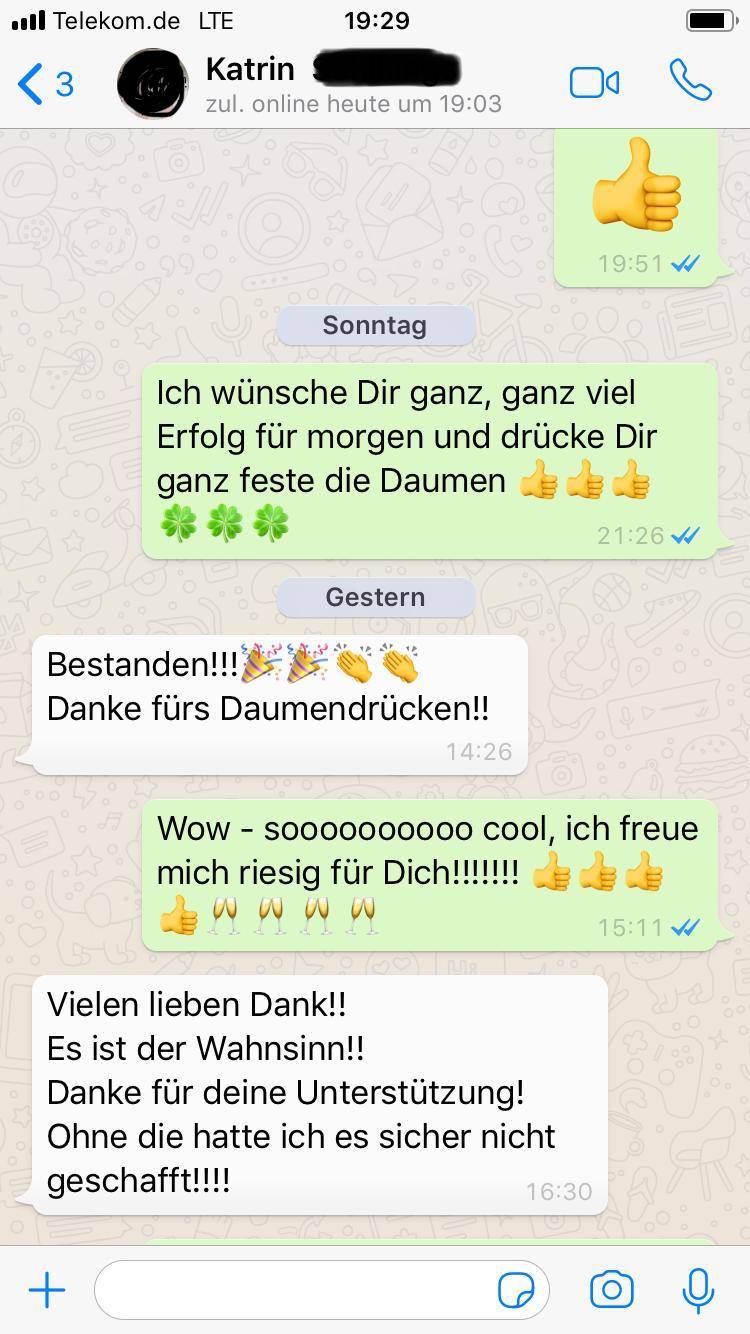 Kundenstimme von Kathrin zum Examenscoaching